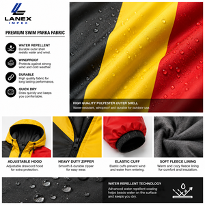 OEM Belgium Swim Parka Custom Waterproof Hooded Long <b>Coat</b> with Sherpa Fleece Lining for Swim Teams Athletes <b>Beach</b> & Outdoor Use - Product Image 5