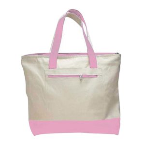 Sac fourre-tout en toile crème avec base violette, fermeture éclair, poignée en corde, poche avant, impression personnalisée, prêt pour la vente en gros, promotionnel, plage, gym, shopping - Product Image 3