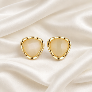 Boucles d'oreilles clous fantaisie tendance à motif damier, plaqué or 18 carats, en laiton, anti-ternissement, style minimaliste, bijoux de mariage - Product Image 6