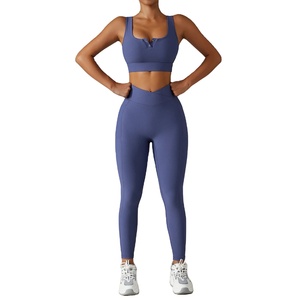 Wholesale Yoga Set Women Gym Sports Crop Top <b>Bra</b> Leggings High Waist - Product Image 1