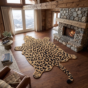 Alfombra de Lana con Diseño de Leopardo, Hecha a Mano, con Estampado Animal, para Sala de Estar, Venta al Por Mayor - Product Image 3