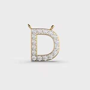Colgante de Lujo en Forma de D con Moissanita Redonda de Corte Brillante, Chapado en Rodio sobre Plata 925, para Boda, Unisex - Product Image 3