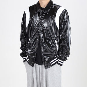 Chaqueta Varsity de Cuero PVC de Alta Calidad para Hombre, Cuello Alto, Estilo Urbano Premium, Ropa Deportiva de Béisbol - Product Image 1