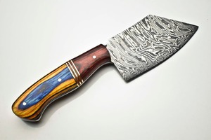 Couteau de chef artisanal en acier Damas, prix d'usine, manche en bois dur durable, lame pleine longueur. - Product Image 5