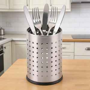 Organizador de Cubiertos de Acero Inoxidable con 2 Compartimentos, Caja de Almacenamiento para Cucharas y Tenedores para Encimera de Cocina con Diseño de Drenaje - Product Image 5