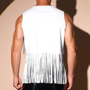 Solid <b>White</b> Suede Leather Motorcycle <b>Vest</b> <b>Men</b> Club Biker Waistcoat OEM Custom Logo Winter Casual Outer Wear - Product Image 2