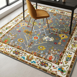 Alfombra de Lana Premium Multicolor Hecha a Mano con Diseño Floral Tribal Clásico, Pelo Plano de Grosor Medio, Sin Respaldo, para Sala de Estar - Product Image 3