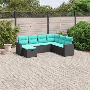 Conjunto de Sofá Grande para Jardín en Poliratán Negro con Estructura de Acero con Recubrimiento en Polvo - Product Image 1