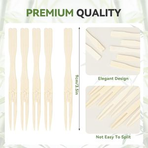 Stuzzicadenti in Legno da 3,5 Pollici, 200 Pezzi, Forchette Decorative e Spiedini per Antipasti, Bevande e Feste - Product Image 1