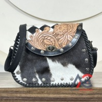 Bolso Bandolera Personalizado de Cuero Vacuno Genuino, Estilo Bohemio Vintage, Ajustable, con Patrón a Cuadros