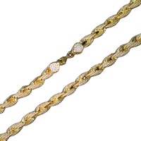 Chaîne cubaine torsadée en argent 925 plaqué or jaune 14K, entièrement sertie de moissanite VVS 10MM, 18 pouces, style Hip Hop pour rappeurs, vente en gros