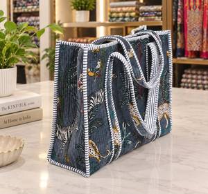 Ganpati Enterprises Lady Fashion Women's Velvet Gray Animal Print <b>Canvas</b> <b>Tote</b> Bag Bohemian Vintage Customized Closure Autumn - Product Image 3