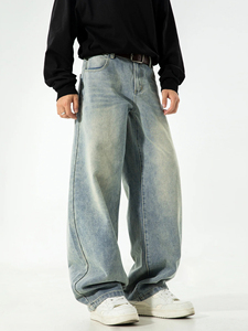 <b>High</b> <b>Waisted</b> <b>Men's</b> Baggy Denim <b>Jeans</b> OEM Manufacturers Newly <b>Men's</b> Wash Loose Denim <b>High</b> Quality and Fashionable Denim Pants - Product Image 3