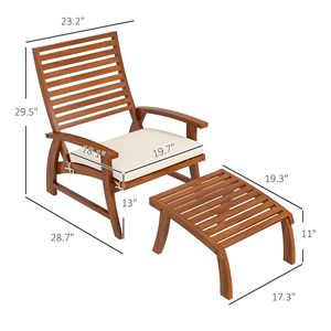 Set da Esterno in Legno di Acacia a 4 Pezzi con Cuscini Color Crema e Poggiapiedi Resistenti alle Intemperie per il Massimo Relax - Product Image 3