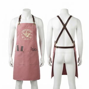 Tablier de Barbier pour Homme 240 GSM en Sergé Poly Coton Rose avec Logo Brodé Personnalisé, Sangle Réglable, Poche Avant, OEM ODM Marque Privée - Product Image 5