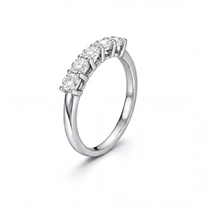 Anillo de compromiso con cinco diamantes redondos cultivados en laboratorio en oro macizo de 10k, 14k, 18k, 0.99ct para mujer, joyería fina, certificado IGI - Product Image 4
