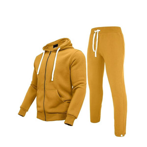 Survêtement personnalisé pour homme, hiver, sport, coupe slim, chaud, épais, vêtements de sport à capuche, ensemble deux pièces, course à pied, fitness - Product Image 3