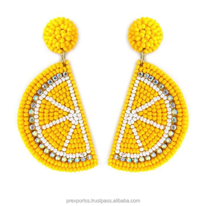 Pendientes de cuentas de semillas con diseño de manzana y fruta roja, estilo bohemio con patrón floral, joyería de moda escolar, tamaño personalizado, pendientes llamativos - Product Image 3