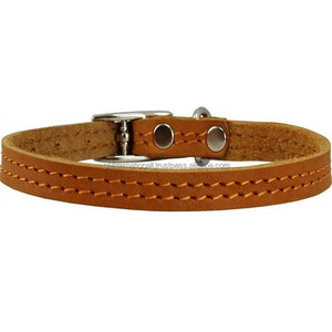 Collar de perro de cuero genuino hecho a medida marrón doble grueso de cuero perro mascota Collar para razas más pequeñas y cachorros jóvenes - Product Image 6