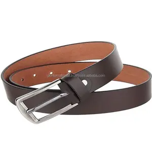 Ceinture décontractée en cuir de vachette naturelle marron vintage monocouche en cuir de première qualité pour hommes boucle ardillon en laiton massif fabricant de gros - Product Image 1