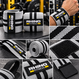 Bandes de maintien pour poignet gauche RHINO FITNESS en coton rose avec fermeture auto-agrippante pour la musculation - Product Image 4