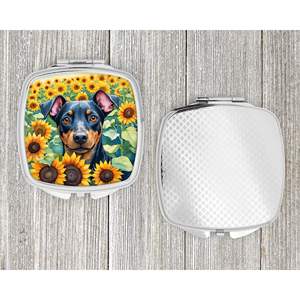 Espejo de maquillaje de viaje compacto para mujeres y niñas, diseño de girasoles Manchester Terrier, bolsillo de mano plegable, regalo decorativo para ocupadas - Product Image 4
