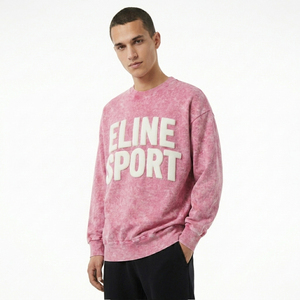 Sweat-shirt oversize délavé à l'acide, broderie 3D en relief personnalisée, molleton épais, col rond, épaules tombantes, streetwear homme - Product Image 4