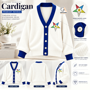Cardigan blanc personnalisé OES pour femme, en polaire de polyester respirant, anti-plis, anti-boulochage, léger, décontracté, avec lettres grecques - Product Image 5