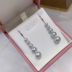 เหวินฉีต่างหูลูกปัดมุกน้ำจืดธรรมชาติ 8-7 มม. พร้อมแสงที่แข็งแกร่ง 12-11 มม. ฝังทอง 18k แทบไร้ตำหนิ รุ่น 15083 - Product Image 1