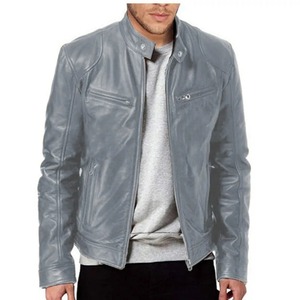 <b>Men's</b> Genuine Leather Varsity <b>Jacket</b> Autumn Fashion Solid Color Zipper Stand Collar Vintage Hooded Casual <b>Long</b> Sleeve - Product Image 4