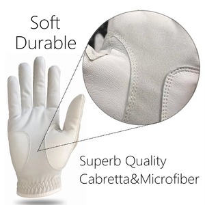 Gants de golf d'extérieur en cuir Cabretta gris et blanc super doux et antidérapants, taille personnalisée pour femmes et hommes - Product Image 4