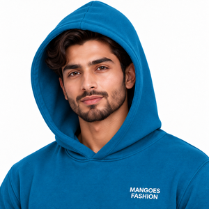 Ensemble de survêtement streetwear bleu à capuche pour homme MANGOES FASHIONS, 100% coton, sweat-shirt et pantalon long décontractés avec poches latérales - Product Image 3
