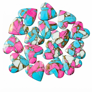 Cabochon en forme de cœur turquoise rose et bleu ciel, en coton de cuivre, pierre précieuse en vrac pour la fabrication de bijoux - Product Image 2