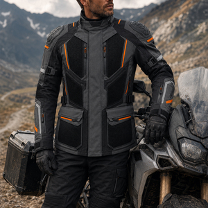 เสื้อแจ็คเก็ตมอเตอร์ไซค์ผ้าตาข่ายดีไซน์ใหม่ CE Armours ระบายอากาศได้ดี เหมาะกับทุกฤดู สำหรับผู้ชาย ขี่มอเตอร์ไซค์ผจญภัย  ผ้าคอร์ดูร่า - Product Image 6