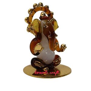 Hecho EN LA India Estatua de Ganesha personalizada Idol Murti, Ganesha de cristal en Base de metal dorado, Ganesha Pagadi verde Ganesha - Product Image 4