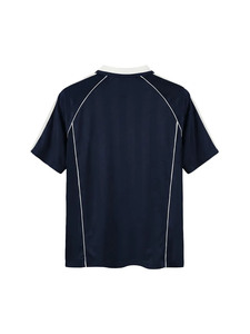 Maillot de football bleu marine à col en V pour homme, manches courtes, en polyester anti-humidité, tenue d'équipe, coupe régulière adulte, toutes saisons, couleur unie - Product Image 4