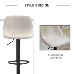 Set of 2 Cream White Swivel Bar <b>Stools</b> <b>with</b> Adjustable Chrome Base Comfortable Padded <b>Back</b> for Home Kitchen or Bar Counter - Product Image 5