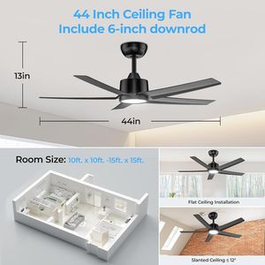 Ventilatore da soffitto reversibile da 44 pollici con luci, motore DC silenzioso, telecomando - Grande volume d'aria 5D W5 (Non disponibile per la spedizione) - Product Image 5