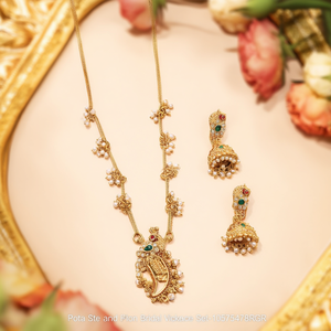 Ensemble de collier de mariée en pierre de Pota et perles - 10575478RGR - Product Image 3