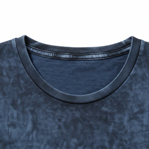 T-shirts en coton tricotés épais pour hommes, style vintage délavé à l'acide, coupe classique, avec logo personnalisé, effet délavé minéral, style streetwear rétro - Product Image 4