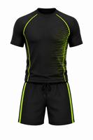 Ensemble Athlétique Homme Personnalisable Séchage Rapide avec Accents Vert Néon – Rashguard Manches Courtes et Short pour Tenue Active – Vente en Gros