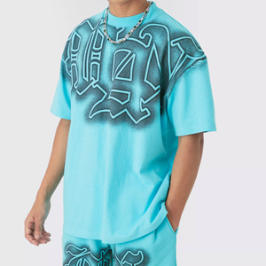 Camiseta Extra Grande para Hombre con Estampado de Letras por Sublimación, Manga Corta, Cuello Redondo, Estilo Urbano, 100% Algodón Jersey Transpirable - Product Image 1