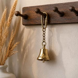 Porte-clés cloche en laiton pur pour vélo, voiture, clés de maison – Anneau porte-clés vintage en métal fait main – Cadeau porte-bonheur pour hommes et femmes – Support de clés durable - Product Image 5