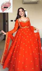 Vestido Anarkali Zarkan para Mujer con Hilo de Georgette Sintético para Fiestas, Vestido Anarkali con Pantalón y Dupatta - Product Image 3