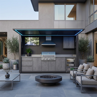 Abri de cuisine extérieur multifonctionnel en acier inoxydable européen, anti-moisissure, avec barbecue intégré