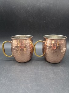 Taza Moscow Mule de Cobre Martillado Vintage, Hecha a Mano, con Asas de Latón, de Última Tendencia - Product Image 3