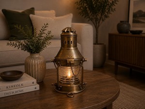 Best Quality Handmade <b>Brass</b> Anchor Oil <b>Lantern</b> Nautical Fresnel Lens Lamp for Coastal Decor Home Cafe Available For Sale - Product Image 4