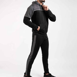 Conjunto Deportivo de 2 Piezas con Sudadera con Cierre y Forro Personalizado y Pantalones Deportivos Transpirables, Elásticos y Sólidos para Hombre - Product Image 4
