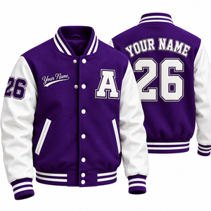 Blouson universitaire unisexe personnalisé pour l'hiver, style baseball, avec col montant, boutons sur le devant, broderie personnalisée, service OEM - Product Image 2
