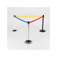 [BS-BK(BK)] Poteau de guidage à sangle rétractable à déclenchement progressif, séparateur de file d'attente, équipement de sécurité pour le contrôle des foules, à bords arrondis